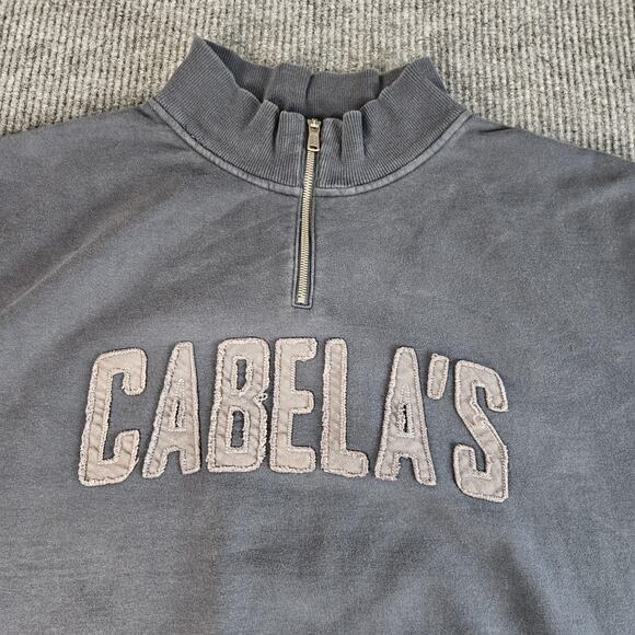 Cabelas Sweatshirt Mens 3XL Gray Quarter Zip Mock Fleece Pullover Embroidered - Picture 3 of 12